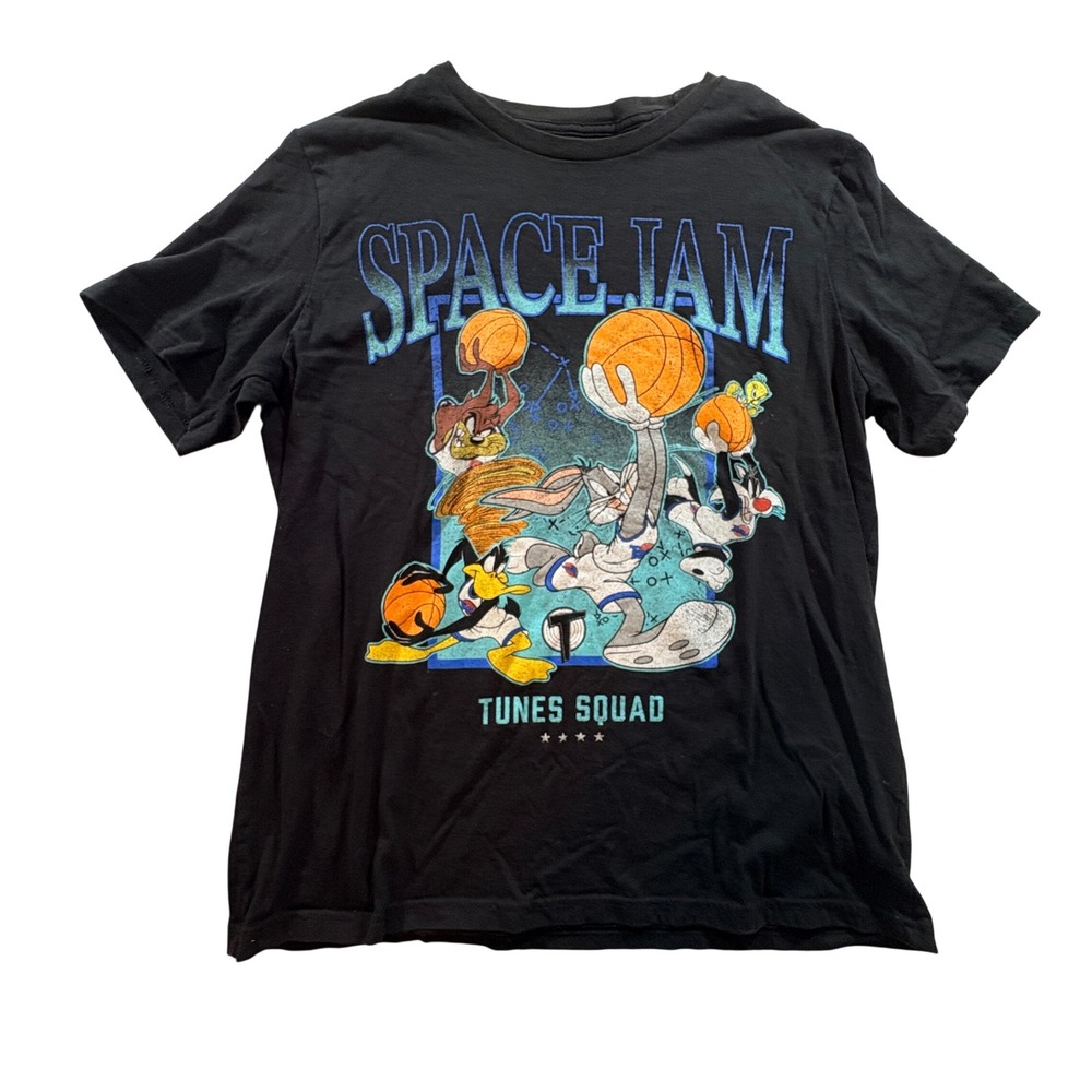 Space Jam Tune Squad Graphic T-Shirt Mens Large Tall Black Cotton Looney Tunes